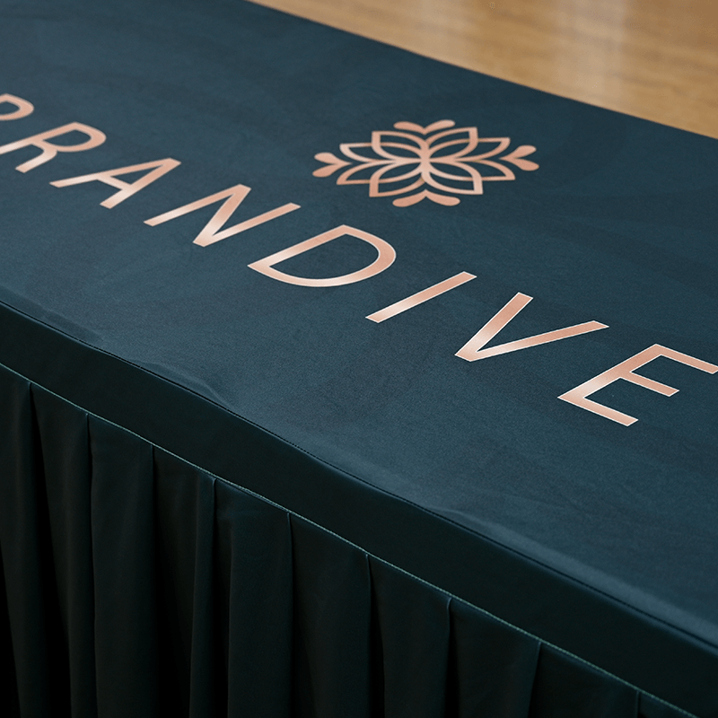 table skirt with logo