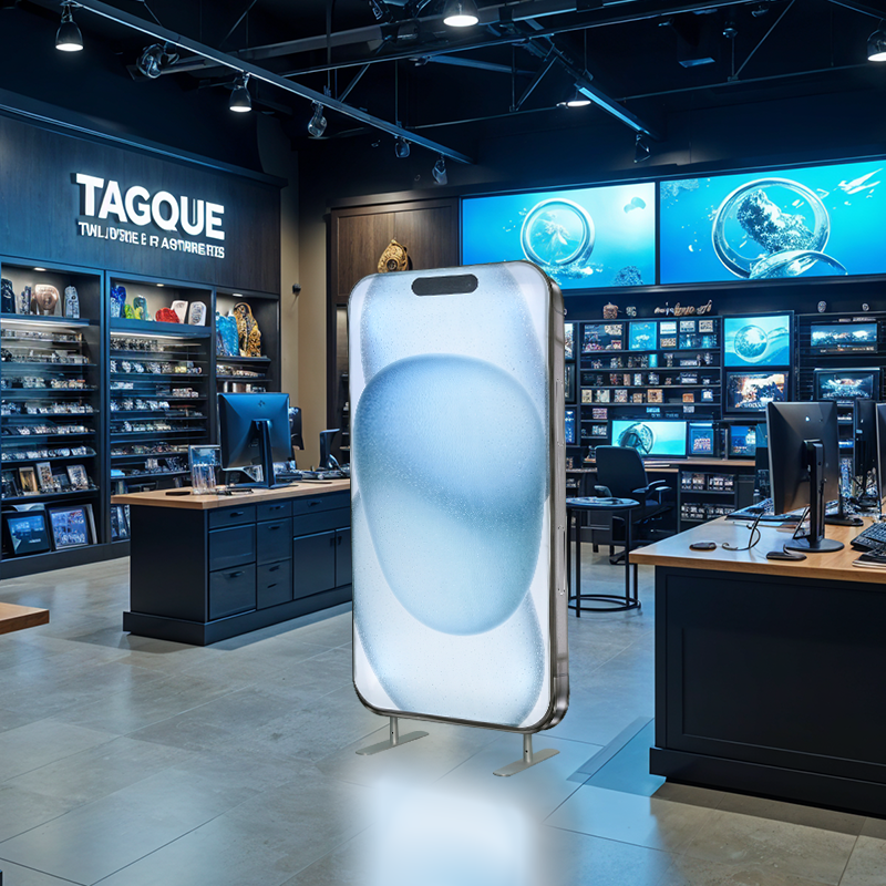 Phone-Shaped Exhibit Stand