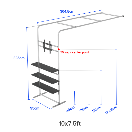 L Shaped Display Shelf & TV Rack