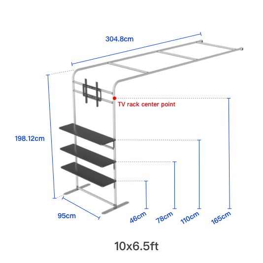 L Shaped Display Shelf & TV Rack