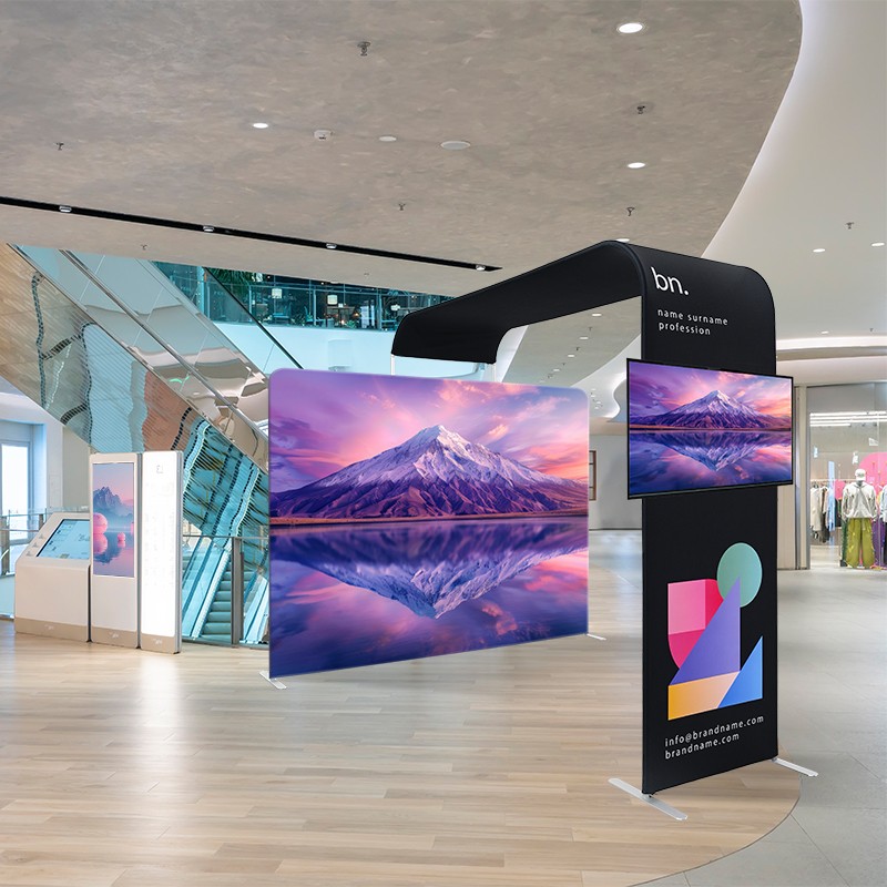 L Shaped Display with TV Rack