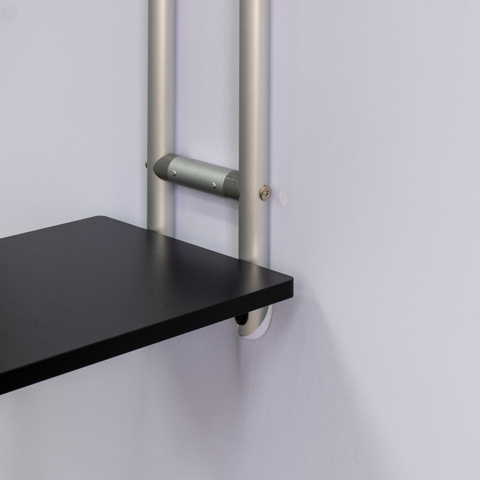 S Shaped Banner Stand With Display Shelves