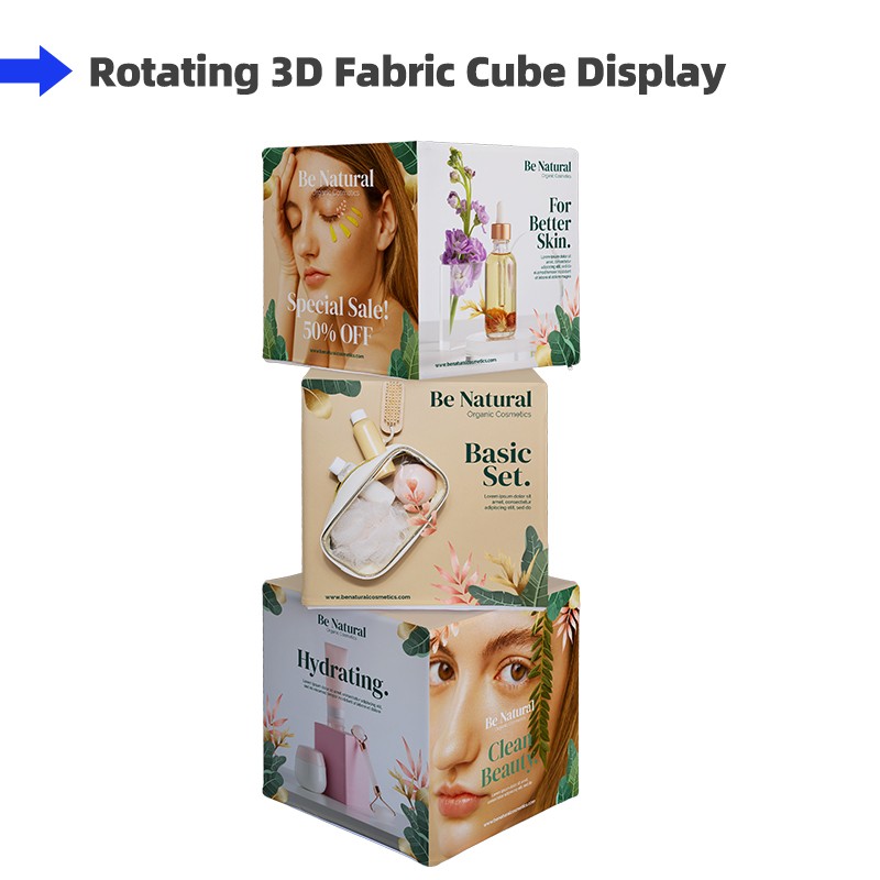 Rotating 3D Fabric Cube Display